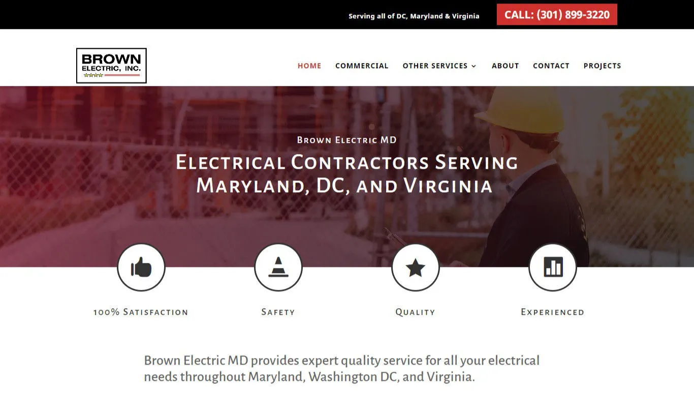 Brown Electric, Inc redesigned home page