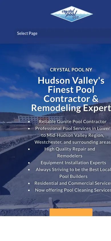 Crystal Pool NY home page on a mobile device