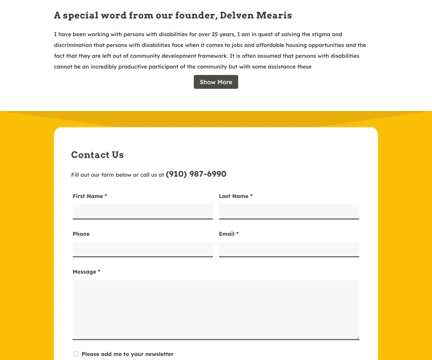 Mearis Workforce Solutions contact web page