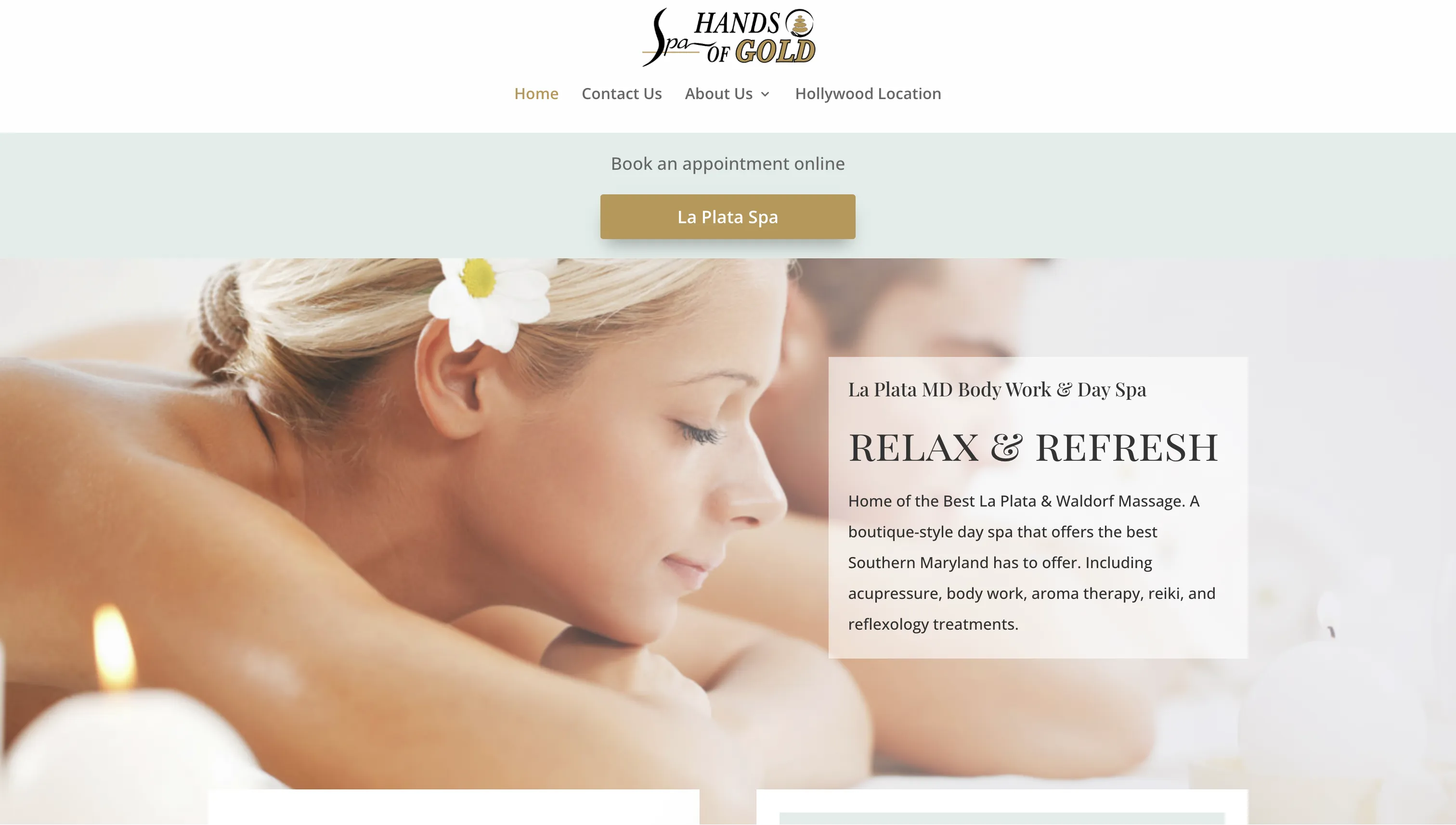 Spa Hands of Gold home page